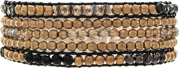 RAIN GOLD BLK BEAD ROWS MAG BR