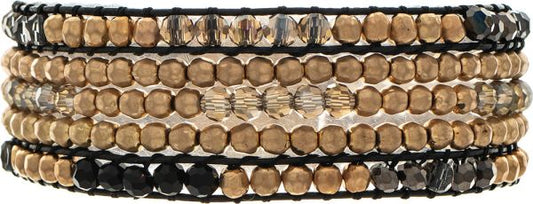 RAIN GOLD BLK BEAD ROWS MAG BR