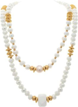 RAIN GD WHITE PEARL STONE GLASS NKNE
