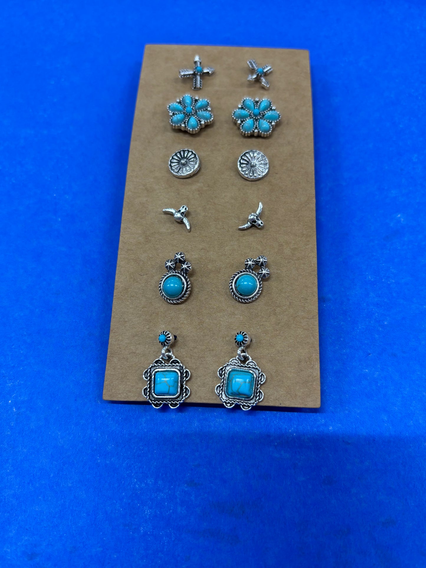 TIPI SET OF 6 SILVER/TURQUOISE DOUBLE ARROW