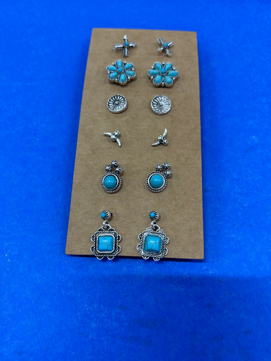 TIPI SET OF 6 SILVER/TURQUOISE DOUBLE ARROW