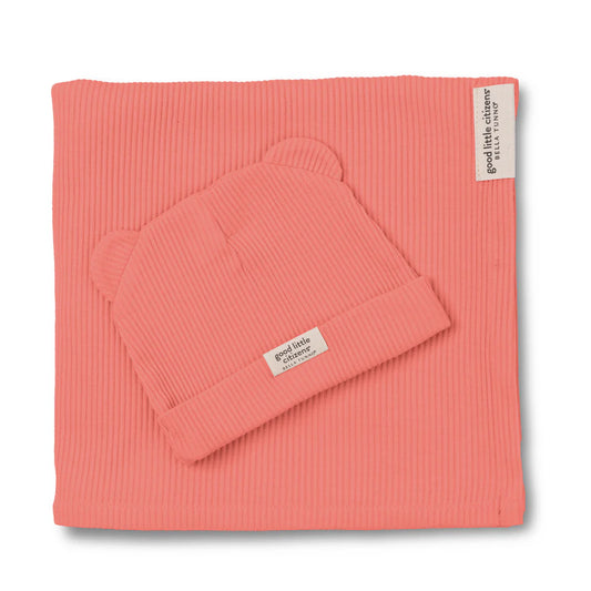 BELLA WATERMELON RIB SWADDLE AND BEANIE