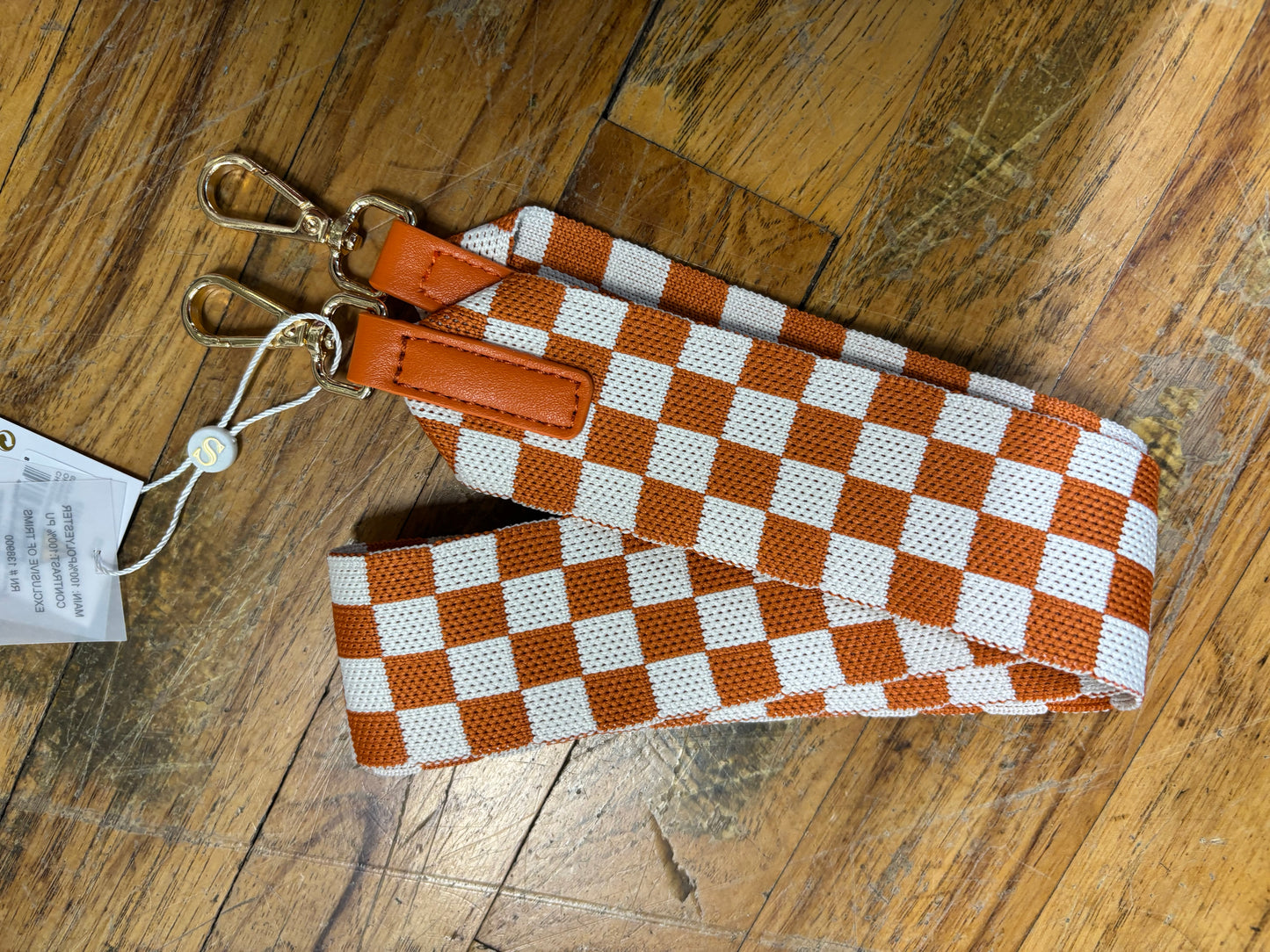 SHIRALEAH-CHECKERED GAME DAY STRAP-ORANGE