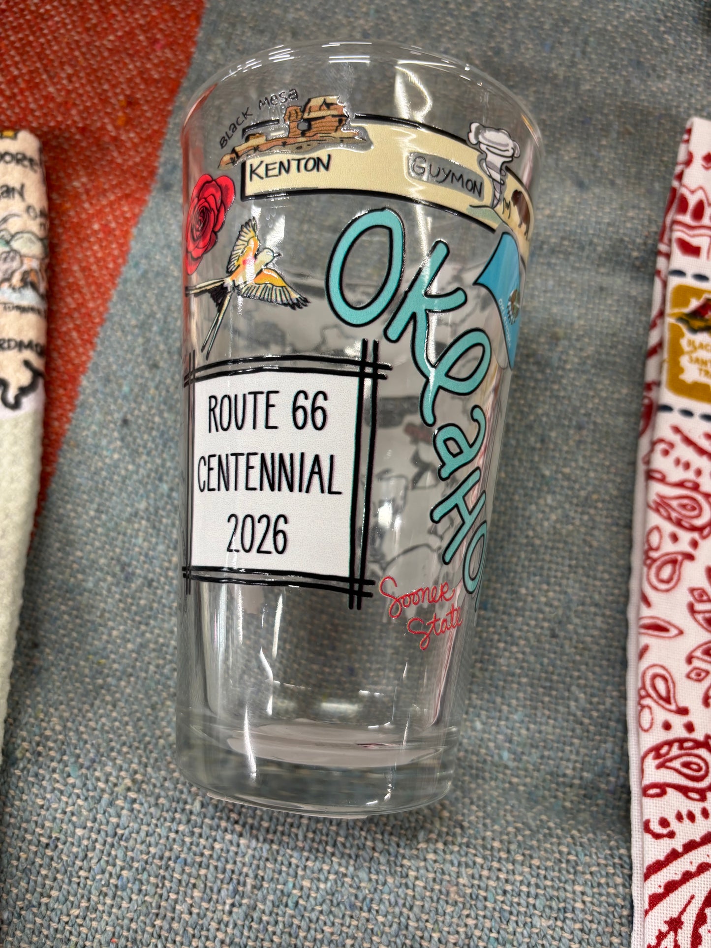 FISH KISS ROUTE 66 CENTENIAL GLASS-12 OZ