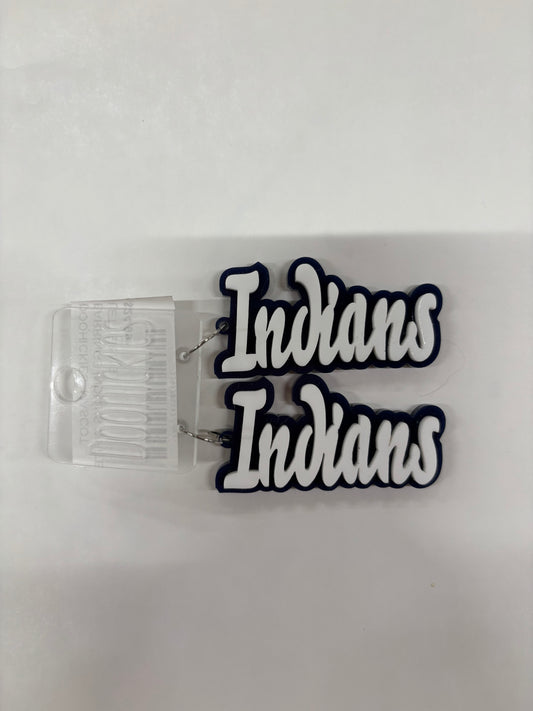 DOOHICKIES- MASCOT EARRINGS INDIANS WHITE LETTERING
