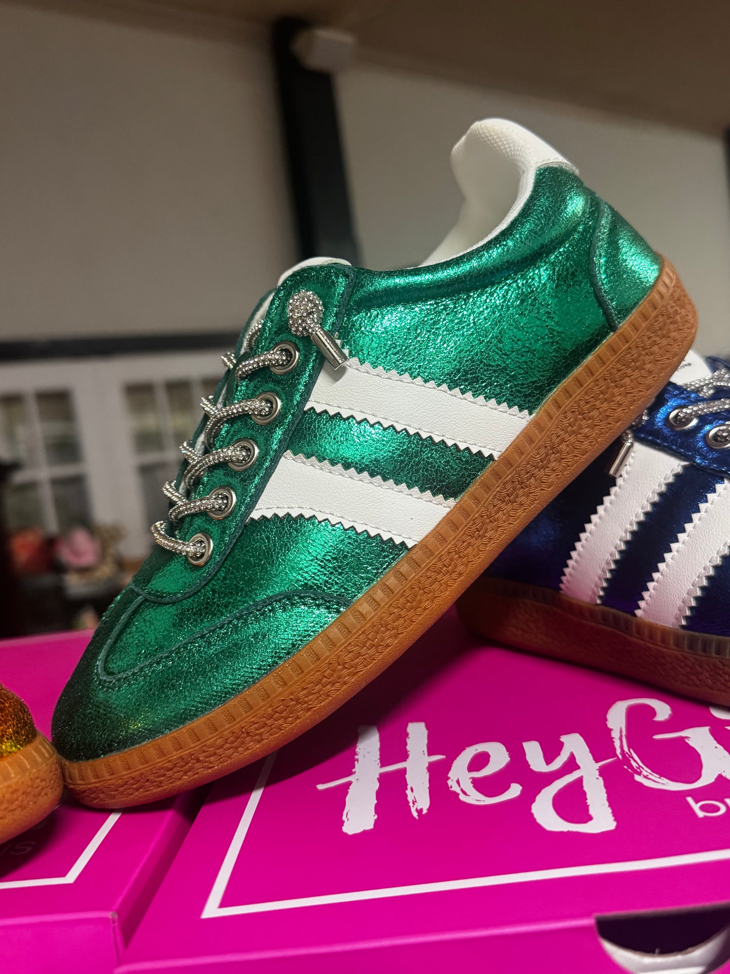 CORKYS METALLIC TENNIS SHOES-GREEN