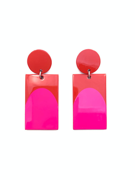 ACCESSORY JANE ARCH EARRING-HOT PINK/RED