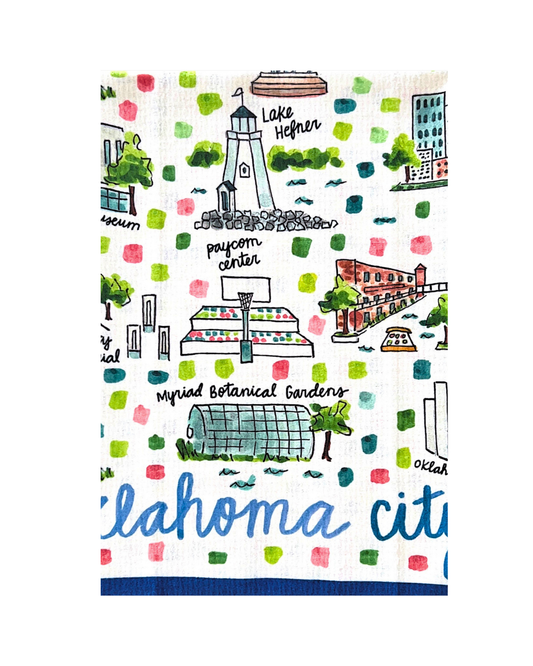KEVA- OKLAHOMA CITY DOUBLE SIDED TEA TOWEL