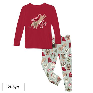 KICKEE PANTS-L/S PJS ALOE CHRISTMAS DOGS-4T