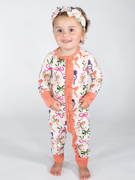 GOOSIES-LS ZIP PJ-BOWS 6-12
