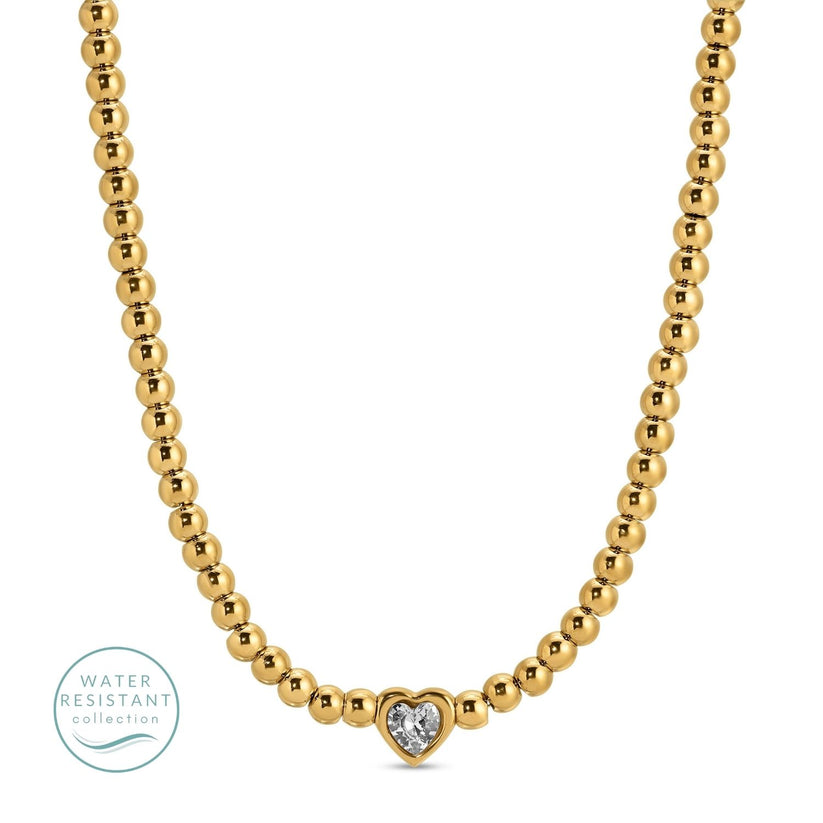 SPLENDID IRIS-NECKLACE-BEADED HEART FAUX DIAMOND
