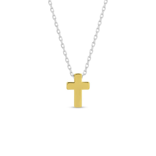 SPLENDID IRIS NECKLACE W/GOLD CROSSW/SILVER CHAIN