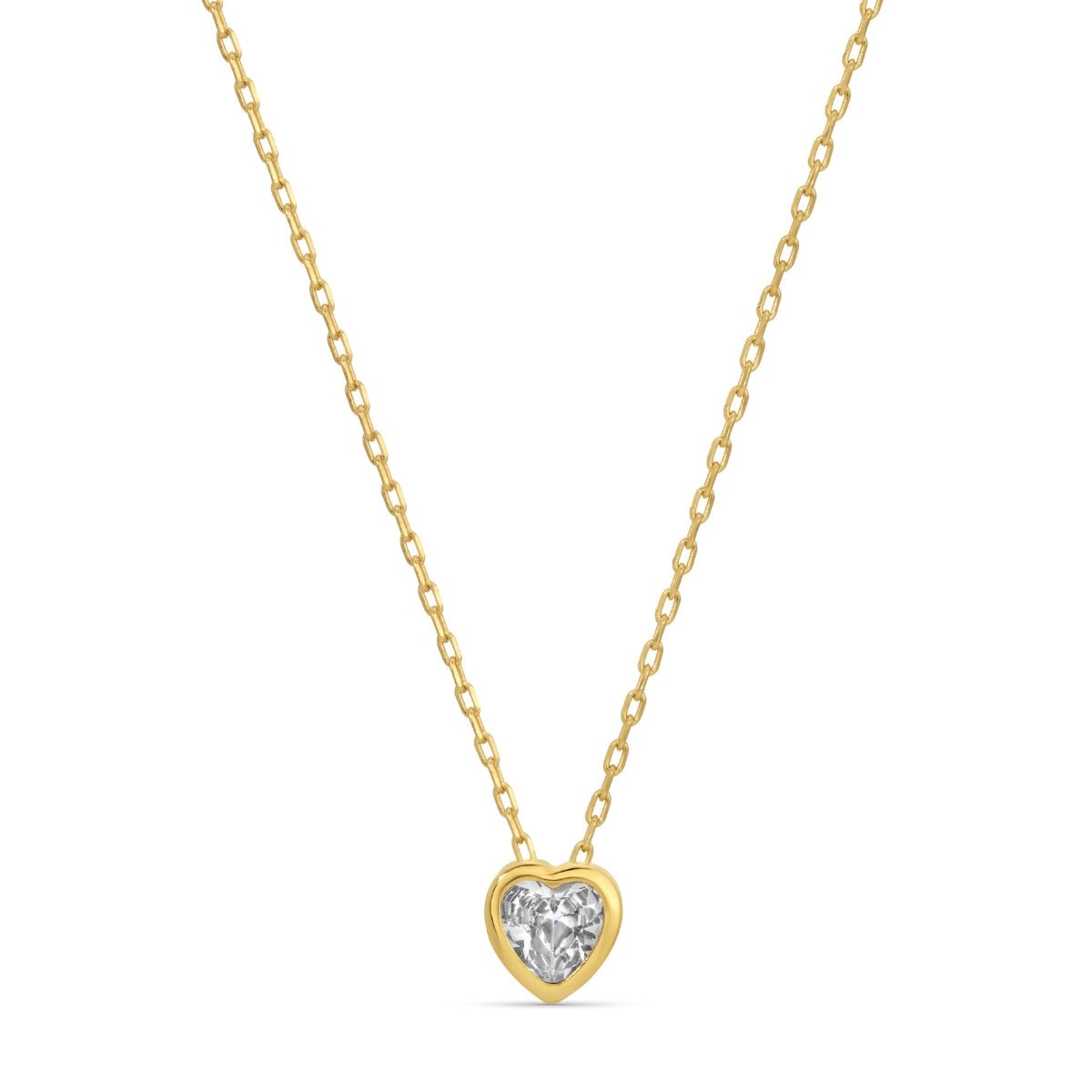 SPLENDID IRIS NECKLACE W/PETITE CUBIC ZIRCONIA W/HEART PENDANT-GOLD