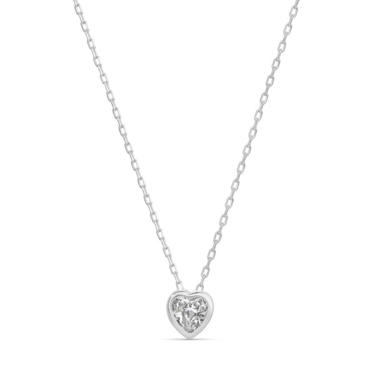 SPLENDID IRIS- PETITE CUBIC ZIRCONIA HEART PENDANT-SILVER