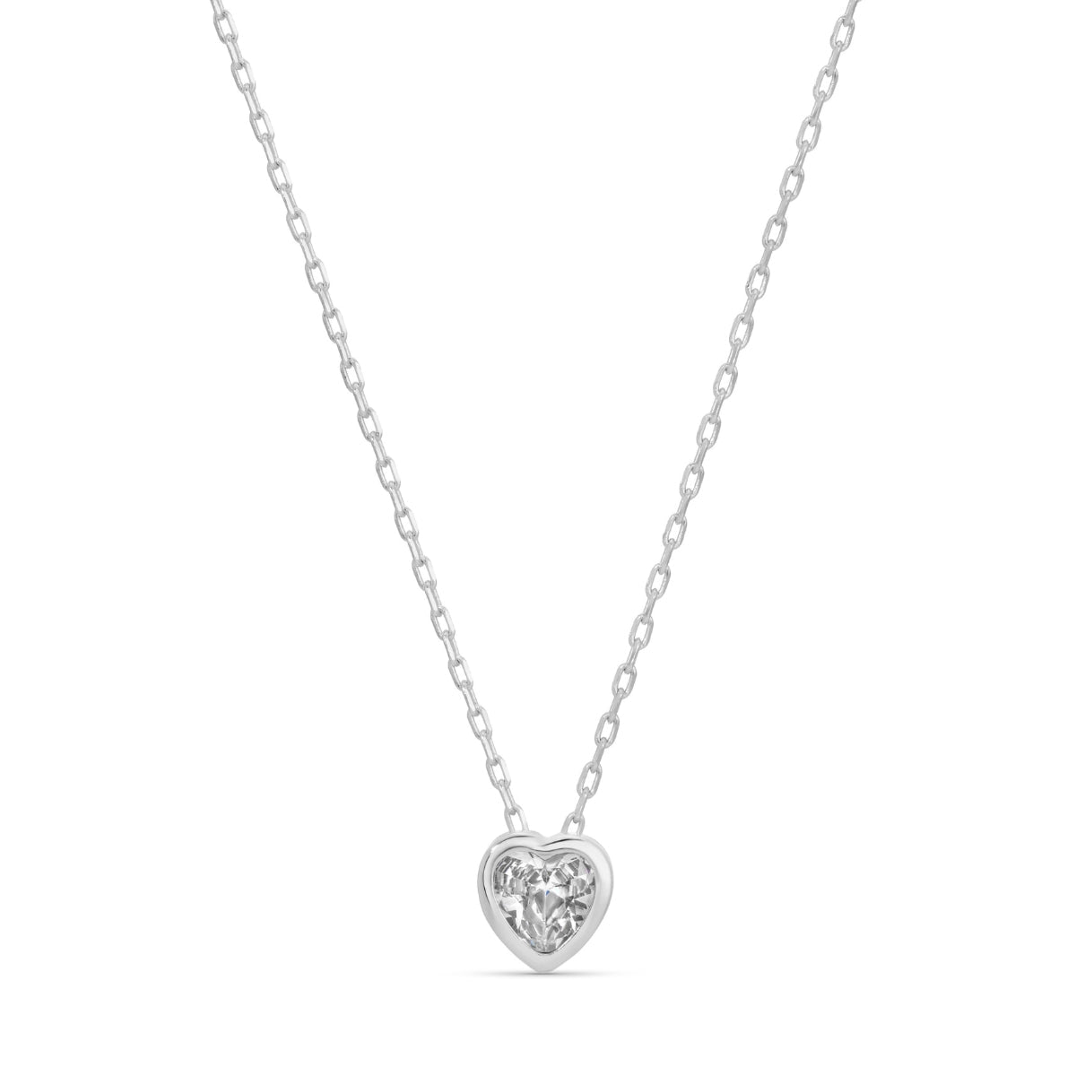 SPLENDID IRIS- PETITE CUBIC ZIRCONIA HEART PENDANT-SILVER