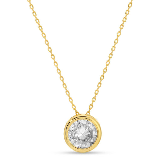SPLENDID IRIS-NECKLACE LARGE ROUND GOLD CUBIC ZIRCONIA