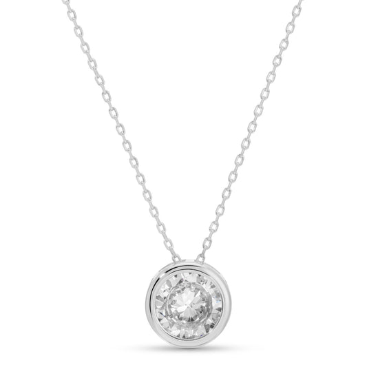 SPLENDID IRIS-NECKLACE-LARGE ROUND CUBIC ZIRCONIA-SILVER