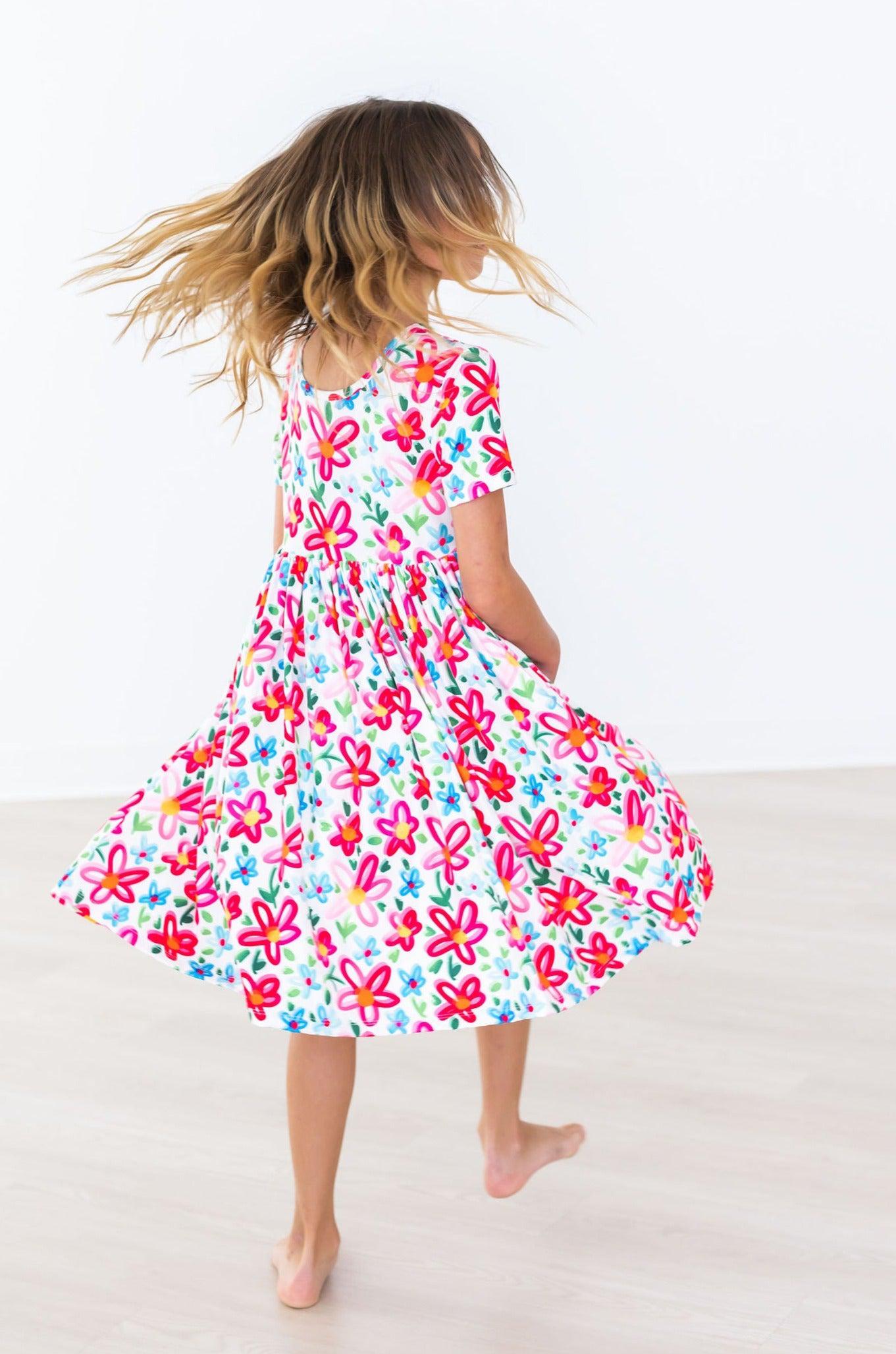 neon floral print dress Neon Blossom Floral Print Midi Dress