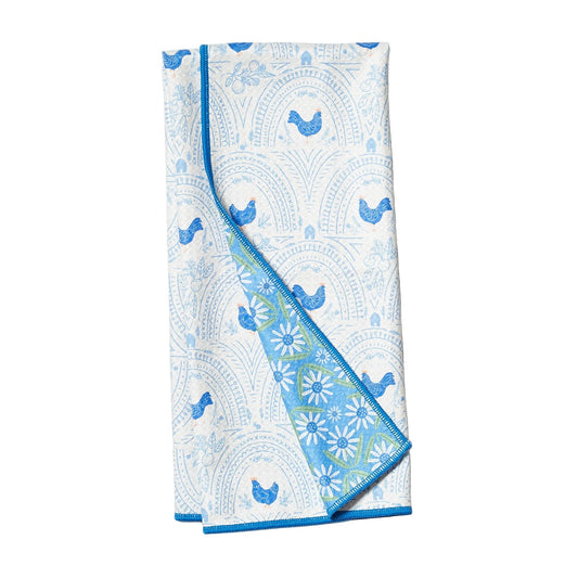 ONCE AGAIN HOME- REVERSIBLE TOWEL-ROOST-BLUE