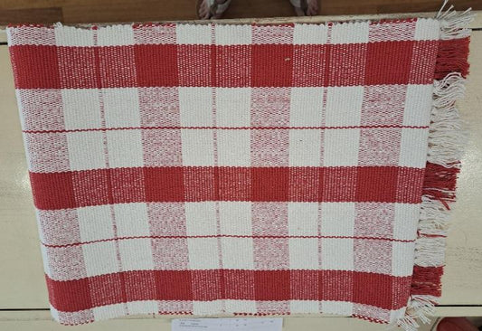 RED & CREAM TABLE RUNNER 13X72