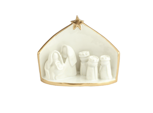 MUD PIE CERAMIC GOLD EDGE NATIVITY