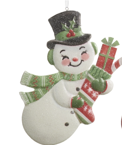 RAZ 7 IN-SPARKLING SNOWMAN ORNAMENT