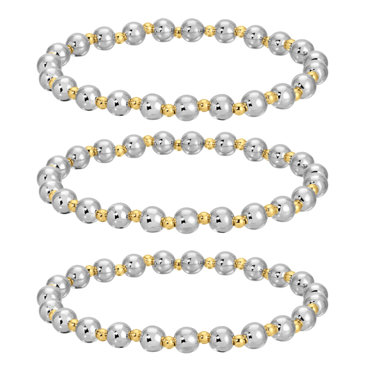 SPLENDID IRIS-6MM W/3MM BEADS-ACCENTS S/G BRACELET