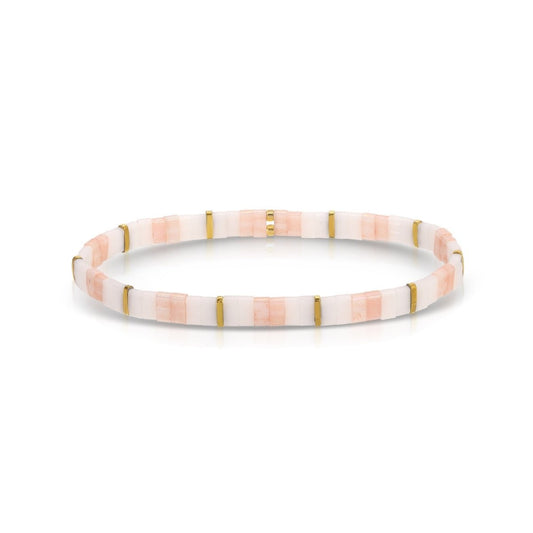 SPLENDID IRIS-MIYUKI TILA STRETCH BRACELET-PINK/WH