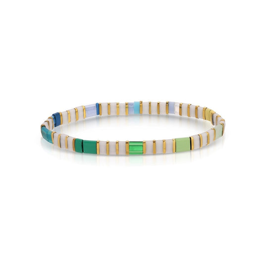 SPLENDID IRIS-MIYUKI TILA STRETCH BRACELET-GR/BL/W