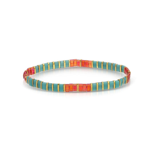 SPLENDID IRIS-MIYUKI TILA STRETCH BRACELET-TURQ/RED