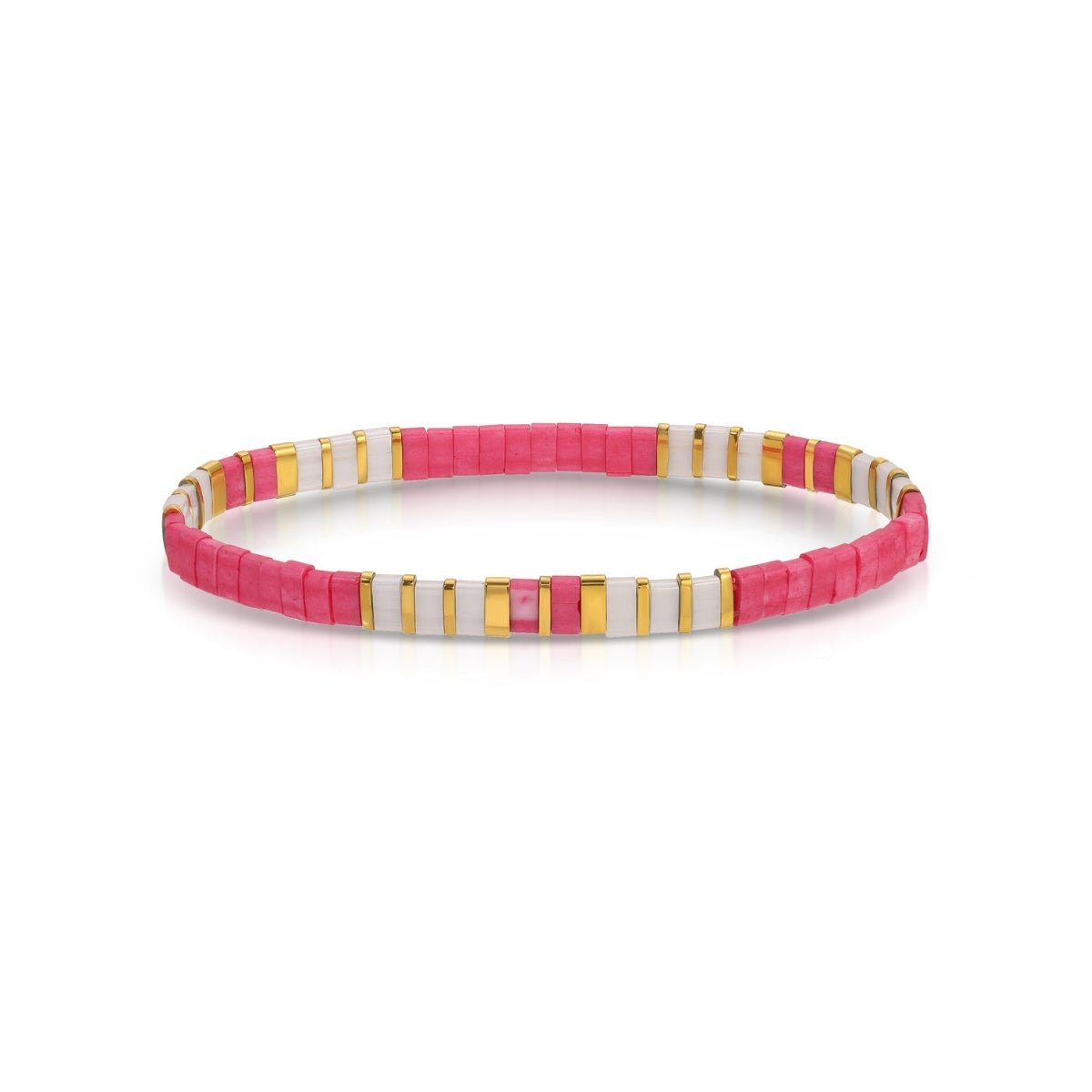 SPLENDID IRIS-MIYUKI TILA STRETCH BRACELET-PINK/WH