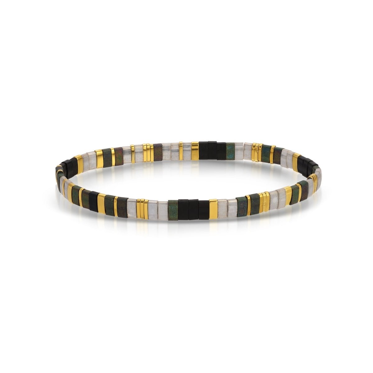 SPLENDID IRIS-MIYUKI TILA STRETCH BRACELET-GOLD/BL
