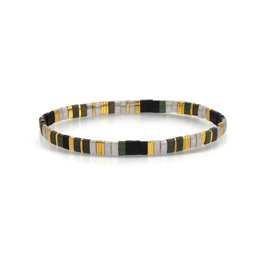 SPLENDID IRIS-MIYUKI TILA STRETCH BRACELET-GOLD/BL