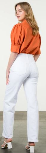 THML-SS COLLARED TOP-ORANGE