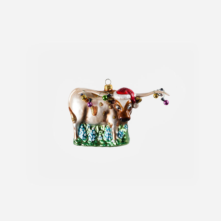 LONGHORN GLASS ORNAMENT