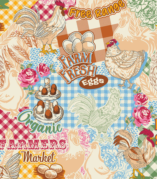 TWO LUMP SILLI MITT-VINTAGE CHICKENS