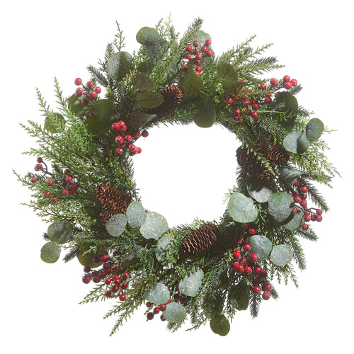 24" PINECONE AND BERRY WREATH