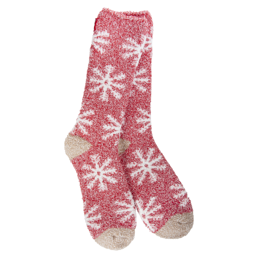 WORLDS SOFTEST SOCK-SNOWFLAKE-RED