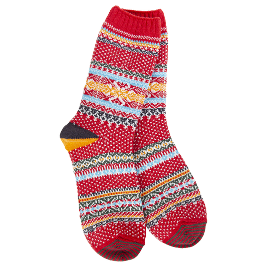 WORLDS SOFTEST SOCK-RED MULTI