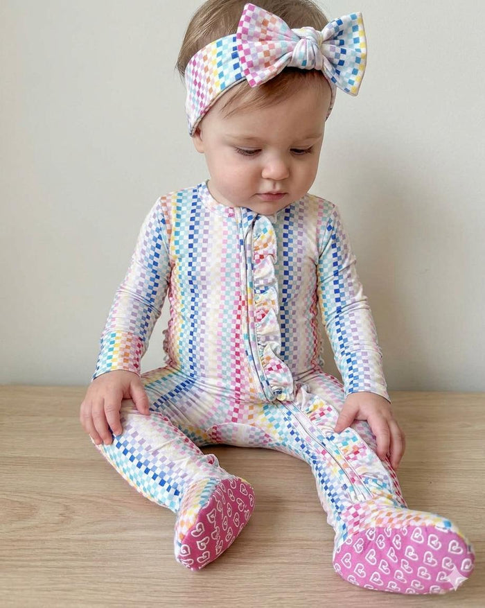 LEV BABY-BRIGHT CHECKED FOOTIE-ARIA-0-3
