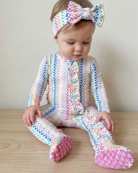 LEV BABY-BRIGHT CHECKED FOOTIE-ARIA-0-3