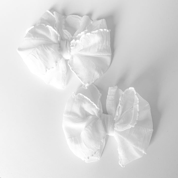 IN AWE BOW PIGGY CLIPS-SET OF 2-WHITE