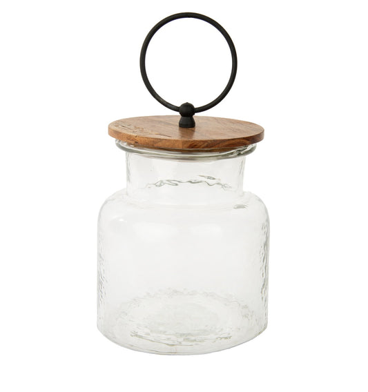 ROUND TOP-CED GLASS JAR W/NATURAL LID