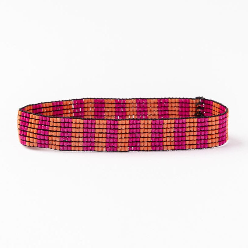 INK & ALLOY- ALEX STRIPE BRACELET-PINK/CORAL
