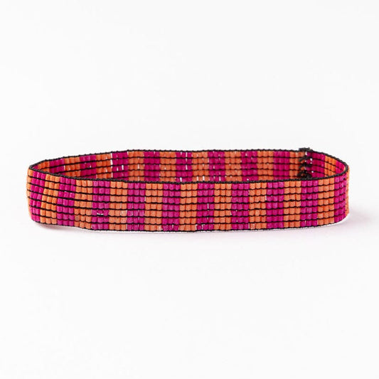 INK & ALLOY- ALEX STRIPE BRACELET-PINK/CORAL