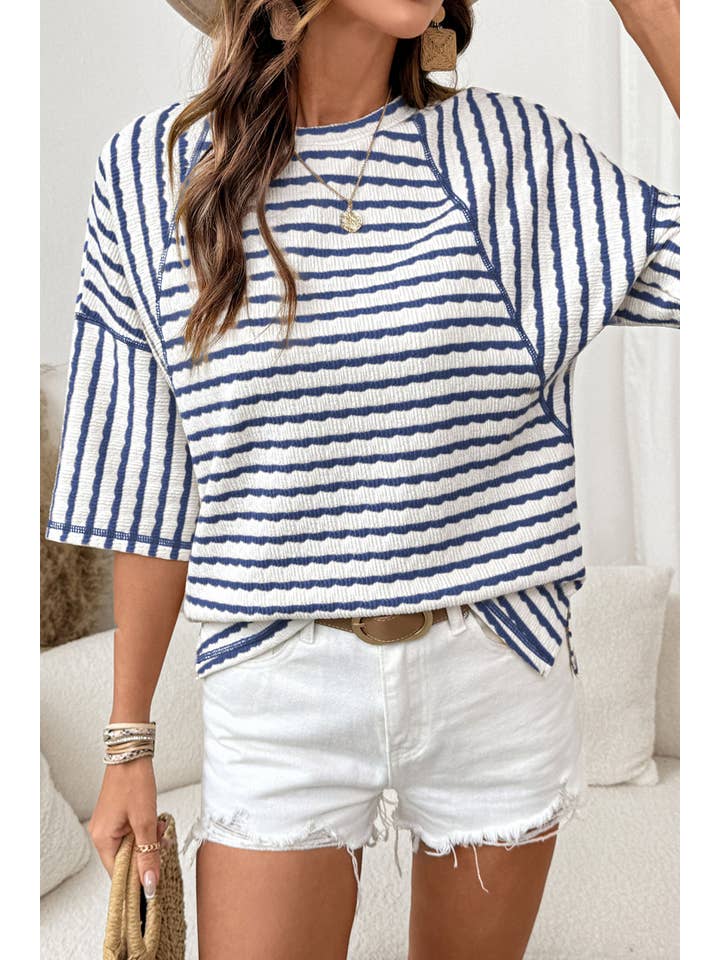 LITTLE DAISY CLOSET-STRIPE SHIRT-NAVY