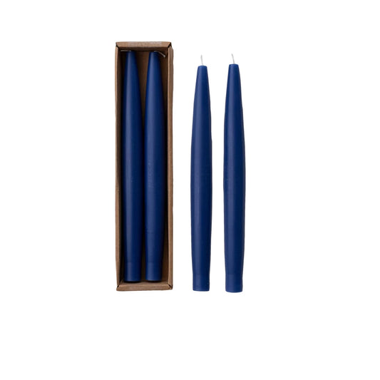 UNSCENTED TAPER CANDLES 2 IN A BOX-BLUE