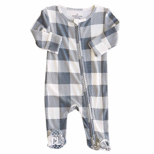 CADEN LANE FOOTIE-BAMBOO WAFFLE-BIG CK-GRAY