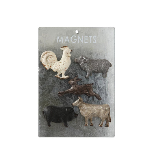 PEWTER ANIMAL MAGNETS ON CARD
