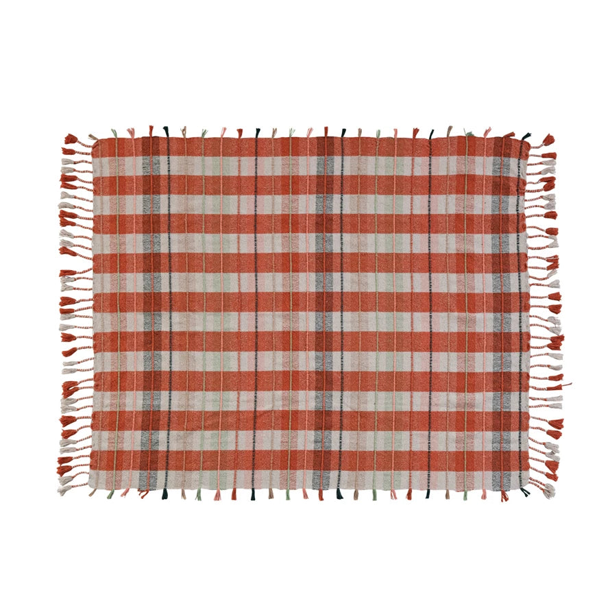 50X60 COTTON THROW-PLAID PATTERN